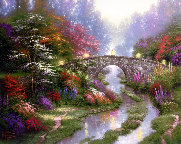 (image for) Handmade oil painting Copy paintings of famous artists Thomas Kinkade's painting, NO.114